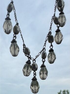 Elegant Gray Crystal Drop Necklace - Women's Jewelry